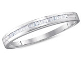 10K White Gold 1/6 Carat (ctw H-I, I2-I3) Baguette Diamond Wedding Annversary Band Ring